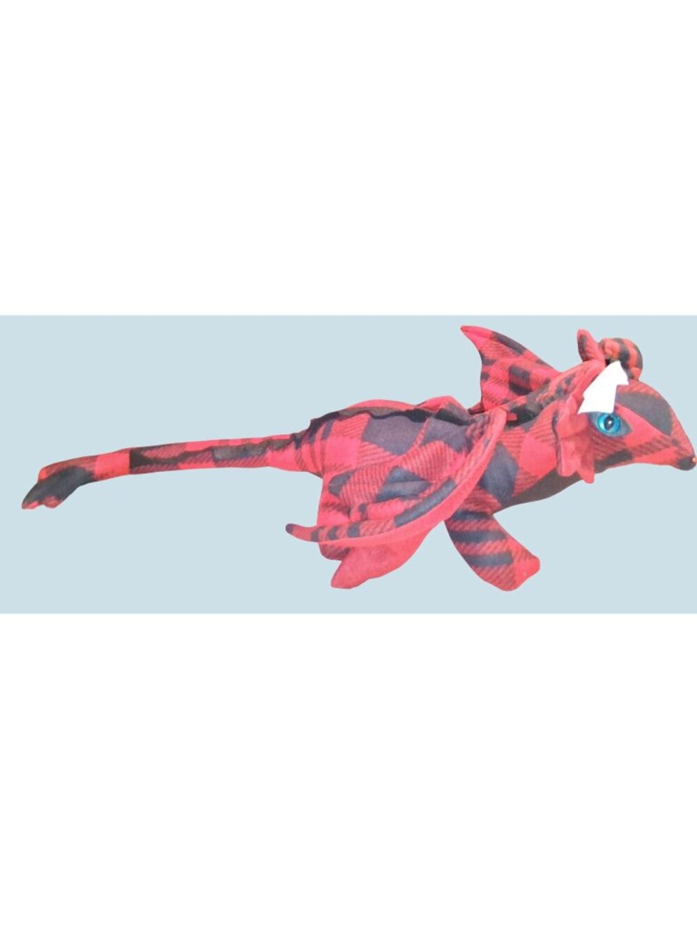 31x17 The Dragons Den Treasure Dragon Plush Red Black Checkered Fleece Handmade